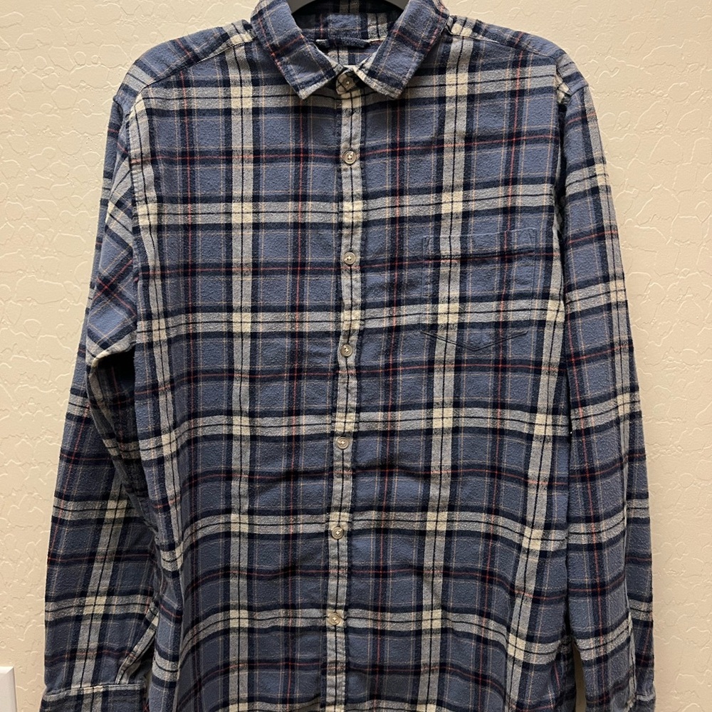 Marine Layer Navy and Cream Plaid Flannel